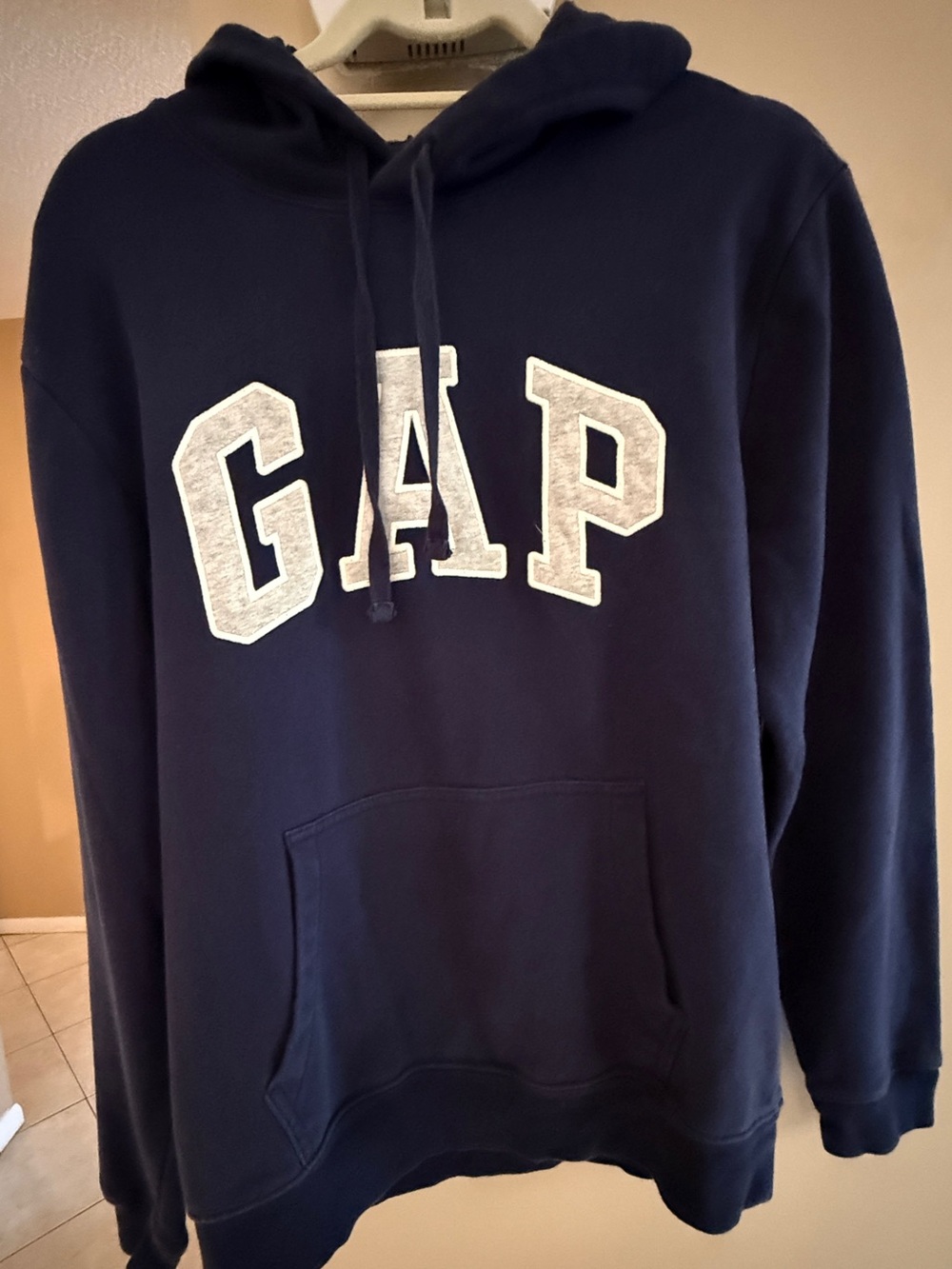 GAP womens Navy Crewneck Hoodie with White Logo